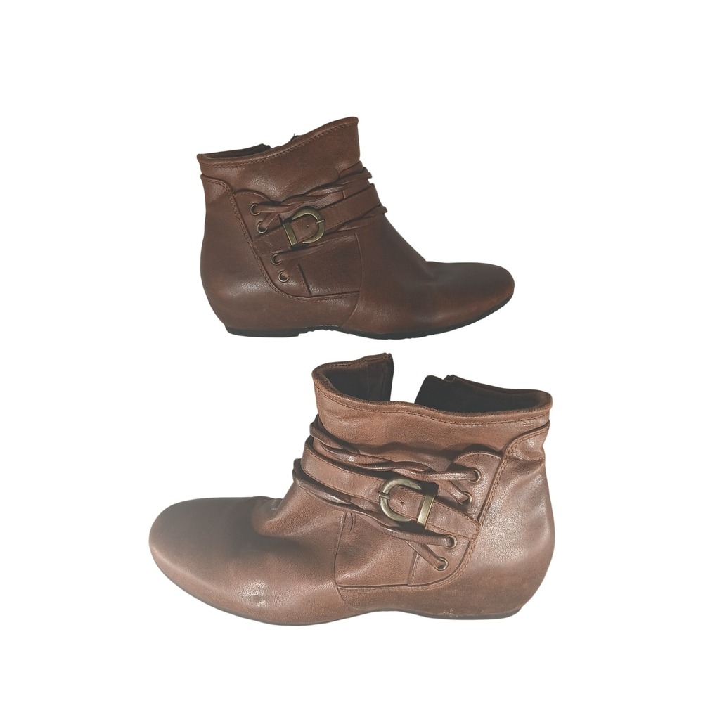 BareTraps Pepper Ankle Boots 7.5M Brown Buckle Strap Rebound Comfort‎ Booties